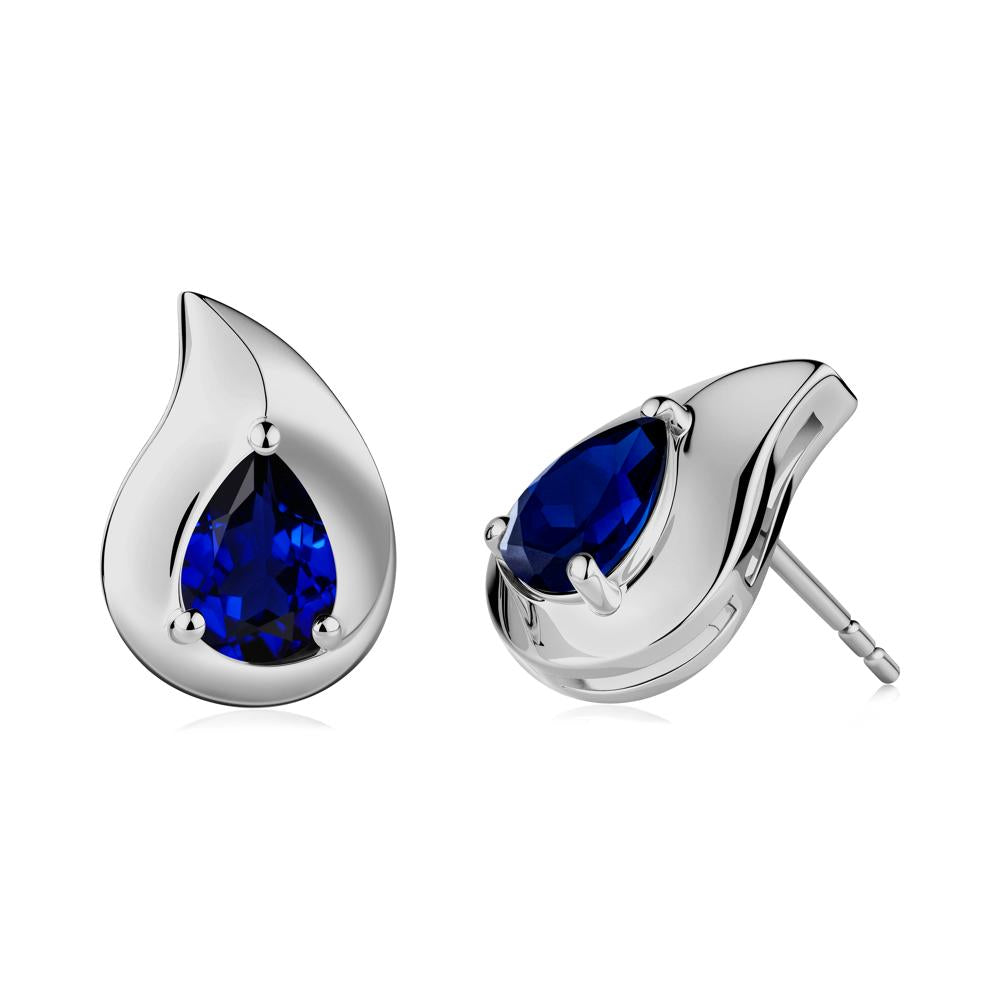 Simple Teardrop Stud Sapphire Earrings - LUO Jewelry #metal_platinum