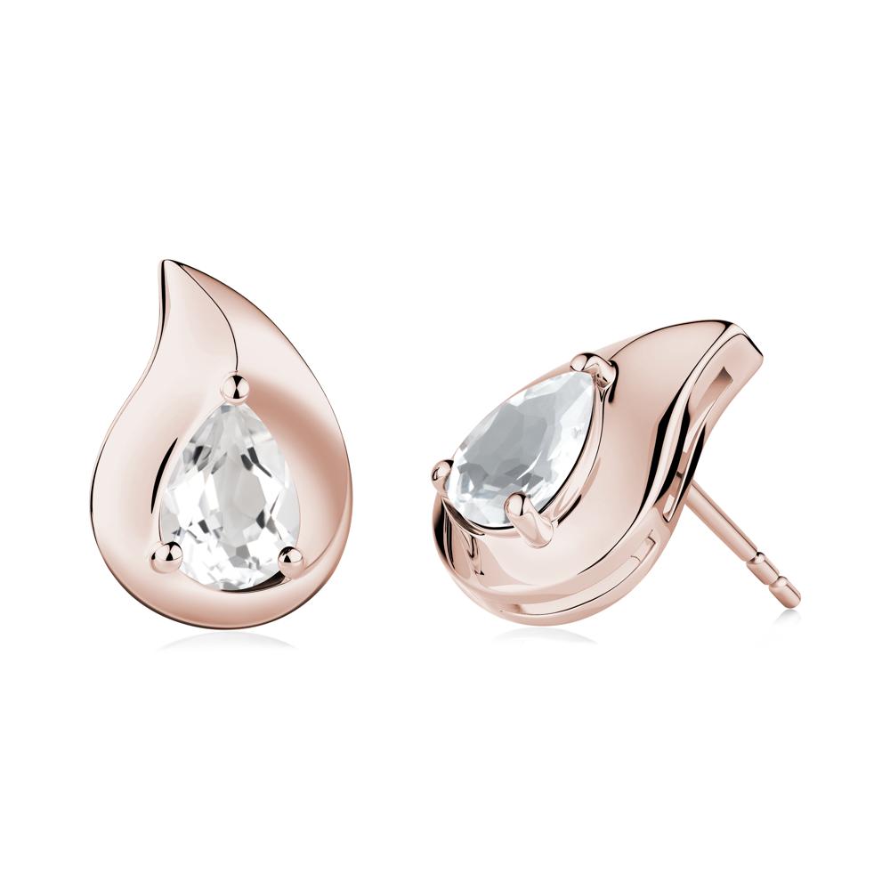Simple Teardrop Stud White Topaz Earrings - LUO Jewelry #metal_14k rose gold