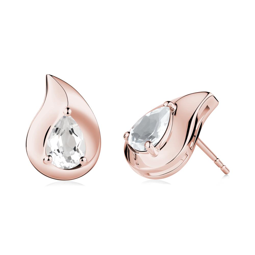 Simple Teardrop Stud White Topaz Earrings - LUO Jewelry #metal_18k rose gold