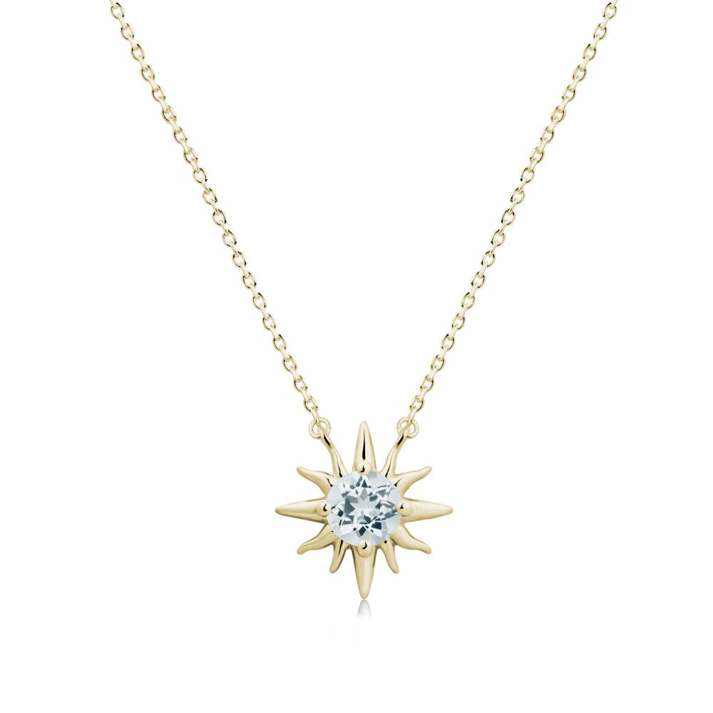 Sun Pendant Necklace with Aquamarine - LUO Jewelry #metal_14k yellow gold