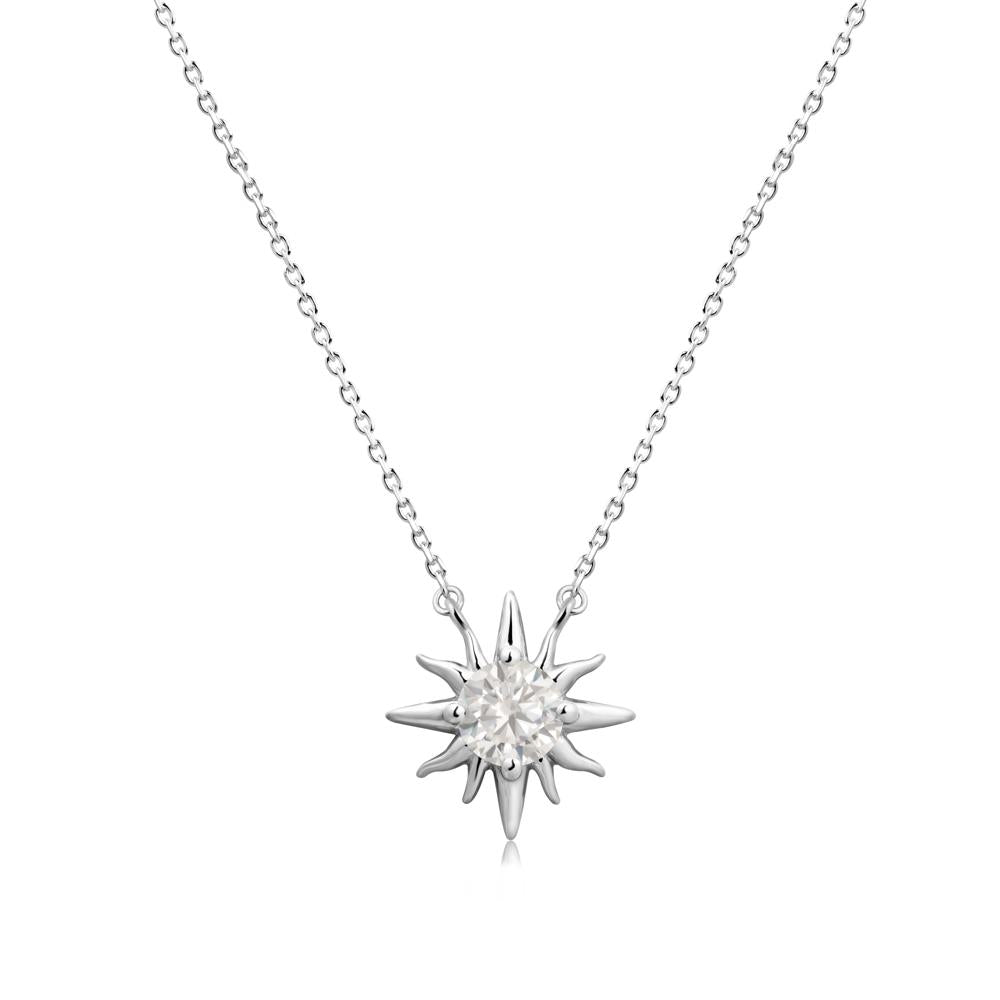 Sun Pendant Necklace with Cubic Zirconia - LUO Jewelry #metal_14k white gold
