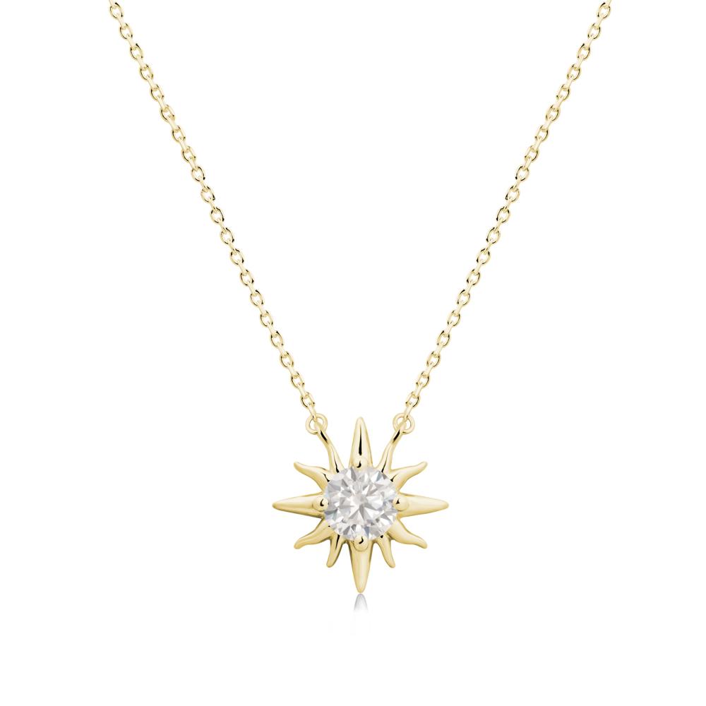 Sun Pendant Necklace with Cubic Zirconia - LUO Jewelry #metal_18k yellow gold