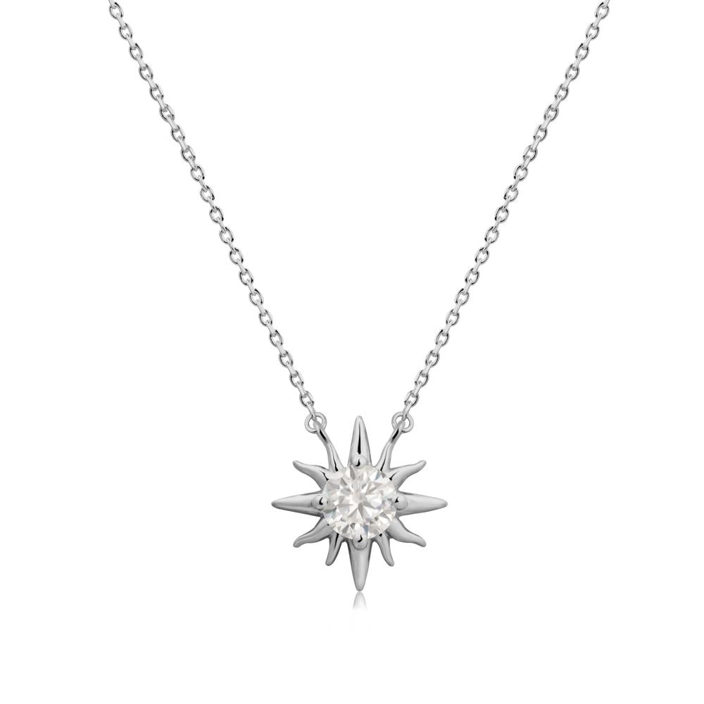 Sun Pendant Necklace with Cubic Zirconia - LUO Jewelry #metal_platinum