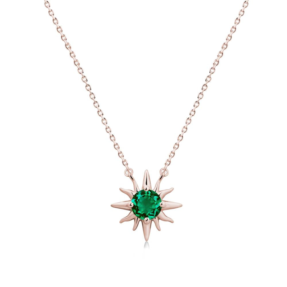 Sun Pendant Necklace with Emerald - LUO Jewelry #metal_14k rose gold
