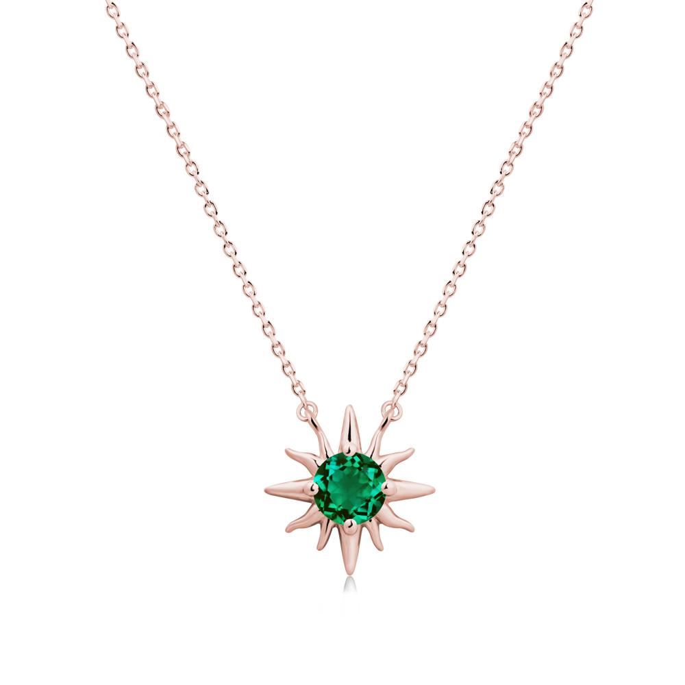 Sun Pendant Necklace with Emerald - LUO Jewelry #metal_18k rose gold
