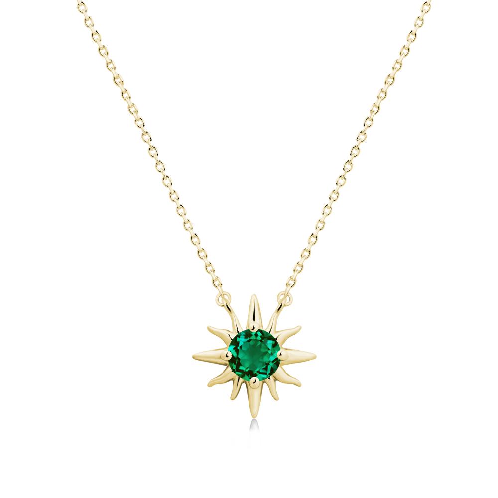 Sun Pendant Necklace with Emerald - LUO Jewelry #metal_18k yellow gold