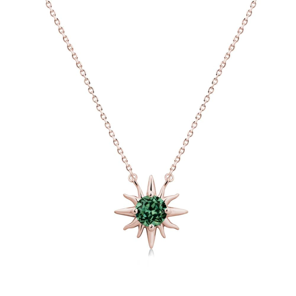 Sun Pendant Necklace with Green Sapphire - LUO Jewelry #metal_14k rose gold