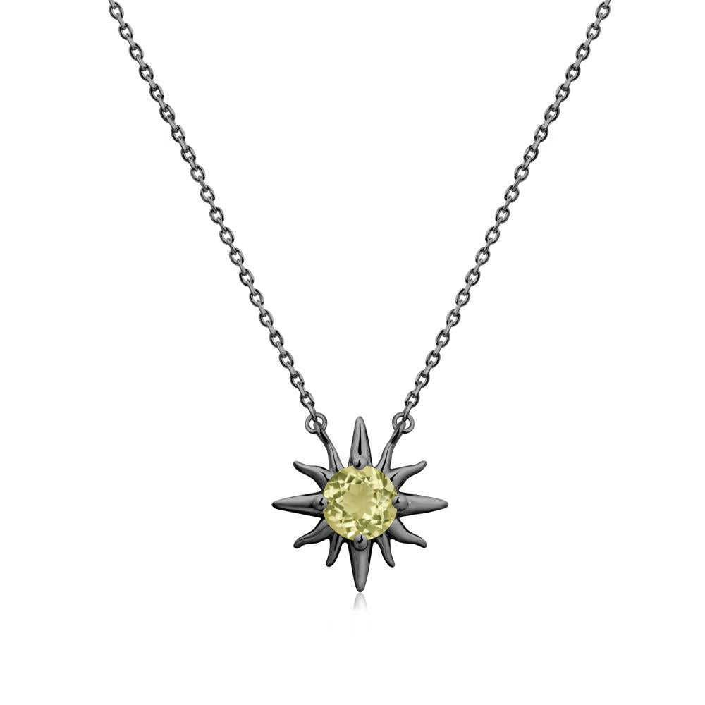 Celestial Sun Lemon Quartz Necklace - LUO Jewelry #metal_black finish sterling silver