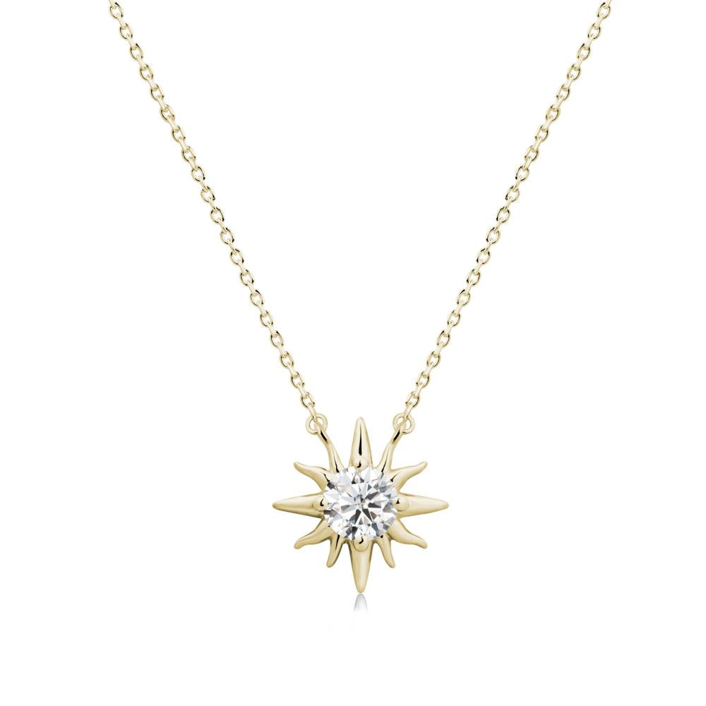 Sun Pendant Necklace with Moissanite - LUO Jewelry #metal_14k yellow gold