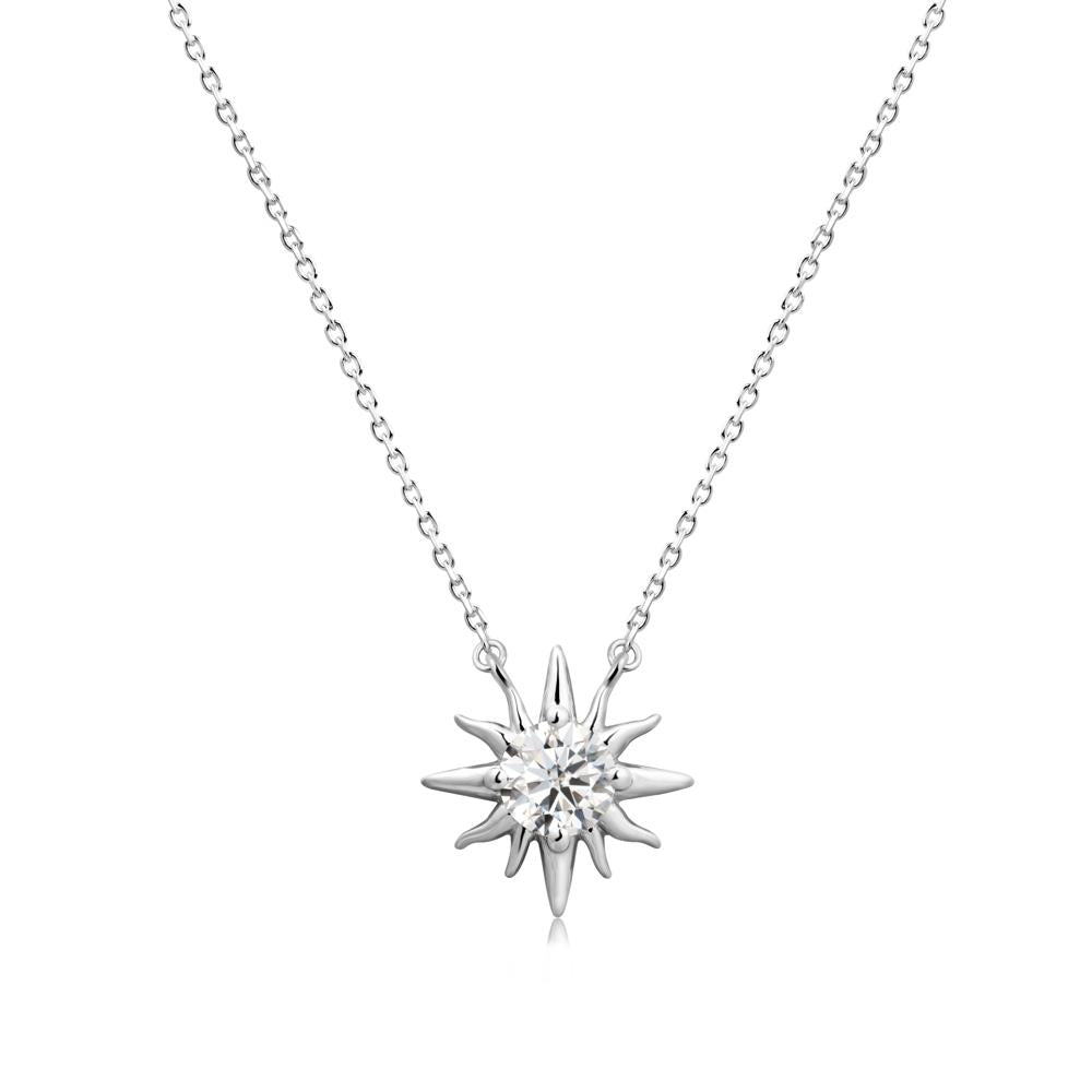 Sun Pendant Necklace with Moissanite - LUO Jewelry #metal_18k white gold
