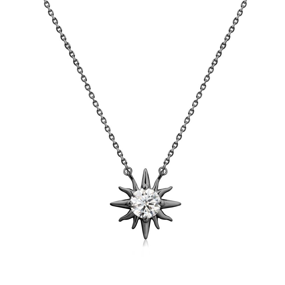 Sun Pendant Necklace with Moissanite - LUO Jewelry #metal_black finish sterling silver