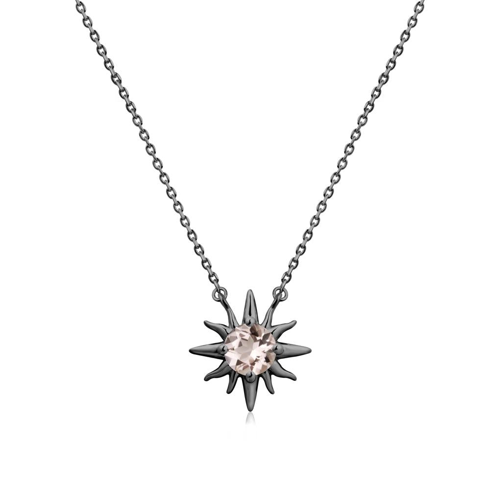 Round Morganite Sun Pendant Necklace - LUO Jewelry #metal_black finish sterling silver