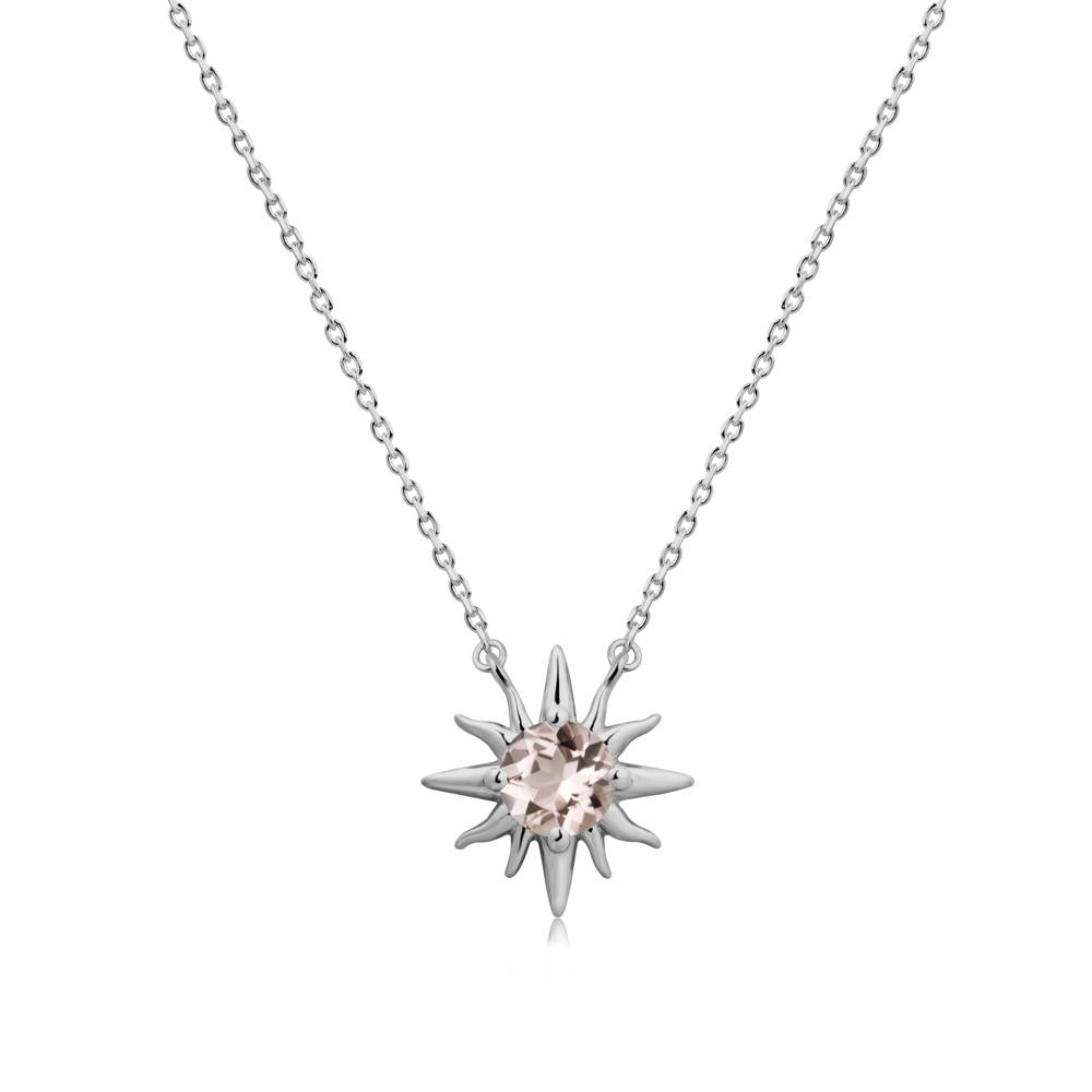 Round Morganite Sun Pendant Necklace - LUO Jewelry #metal_platinum