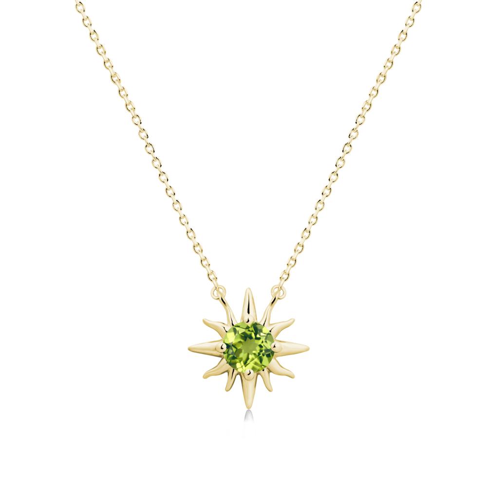 Round Peridot Sun Pendant Necklace - LUO Jewelry #metal_18k yellow gold