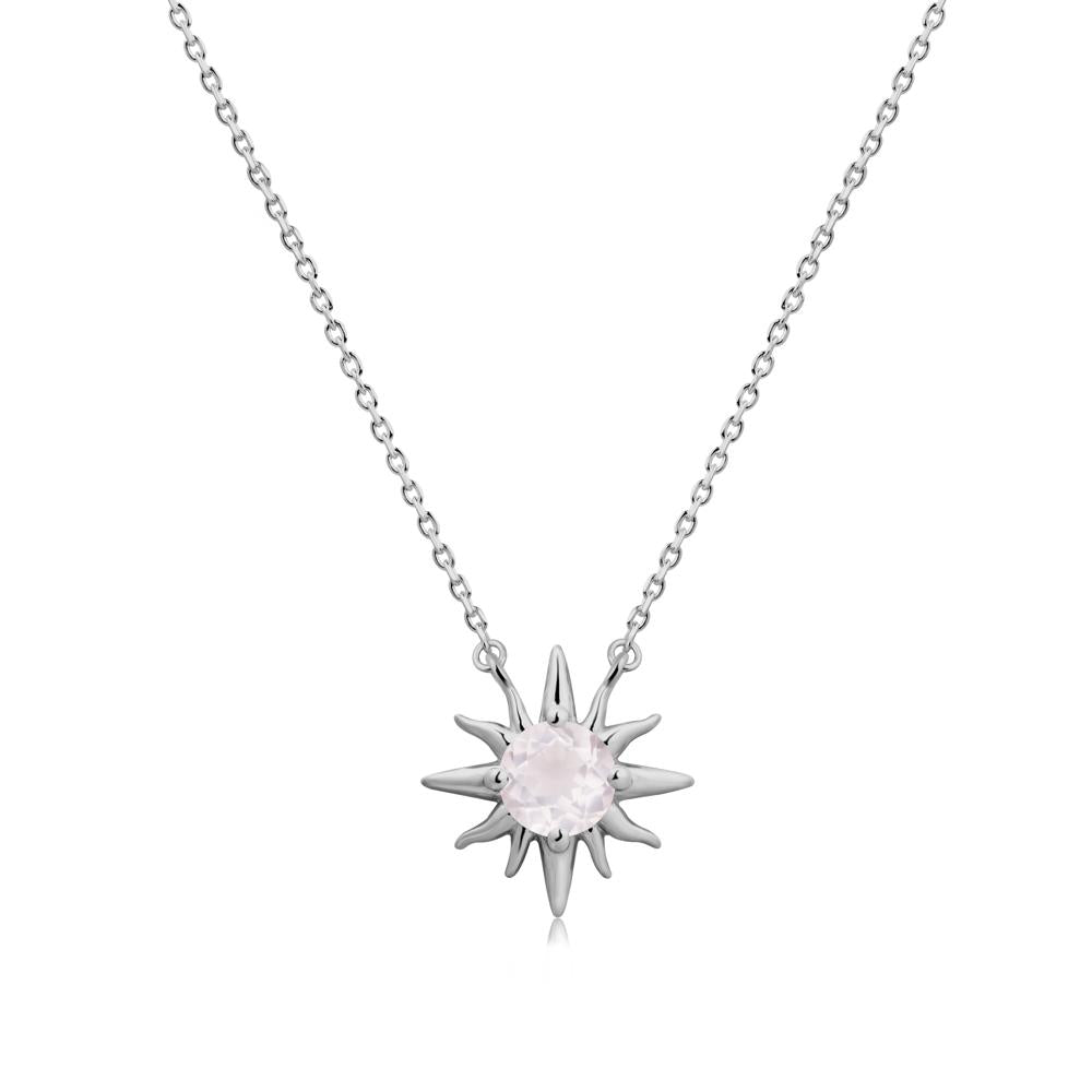 Sun Pendant Necklace with Rose Quartz - LUO Jewelry #metal_platinum