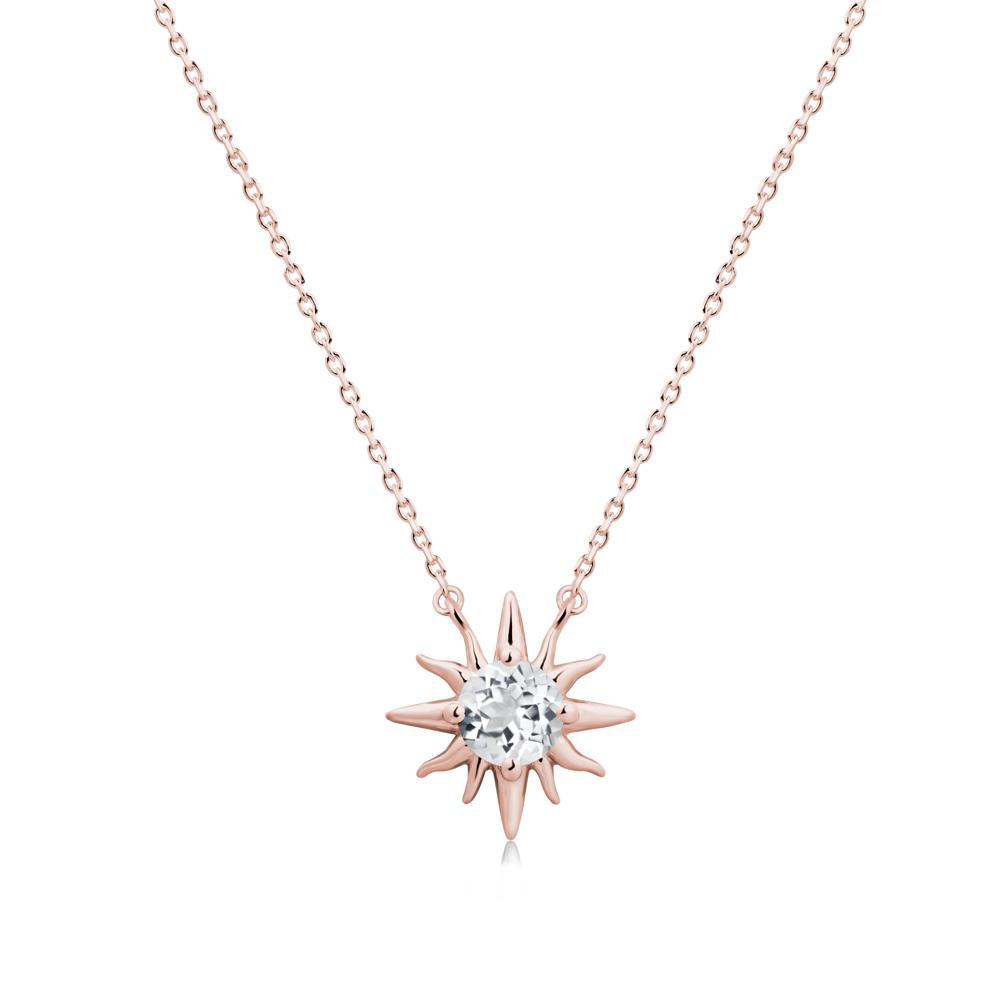 Sun Pendant Necklace with White Topaz - LUO Jewelry #metal_18k rose gold