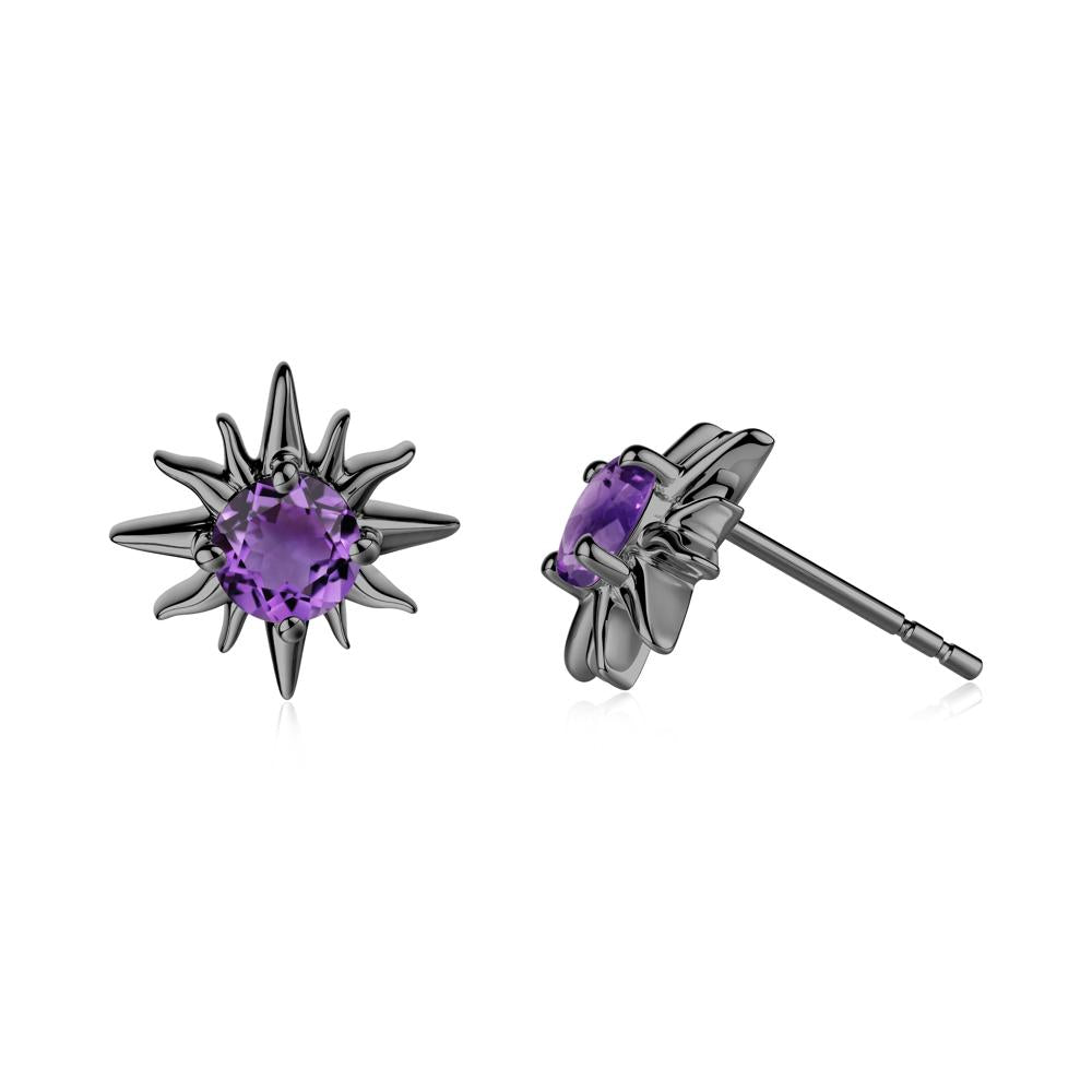 Celestial Sun Amethyst Stud Earrings - LUO Jewelry #metal_black finish sterling silver