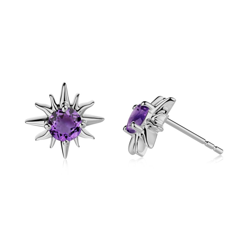 Celestial Sun Amethyst Stud Earrings - LUO Jewelry #metal_platinum