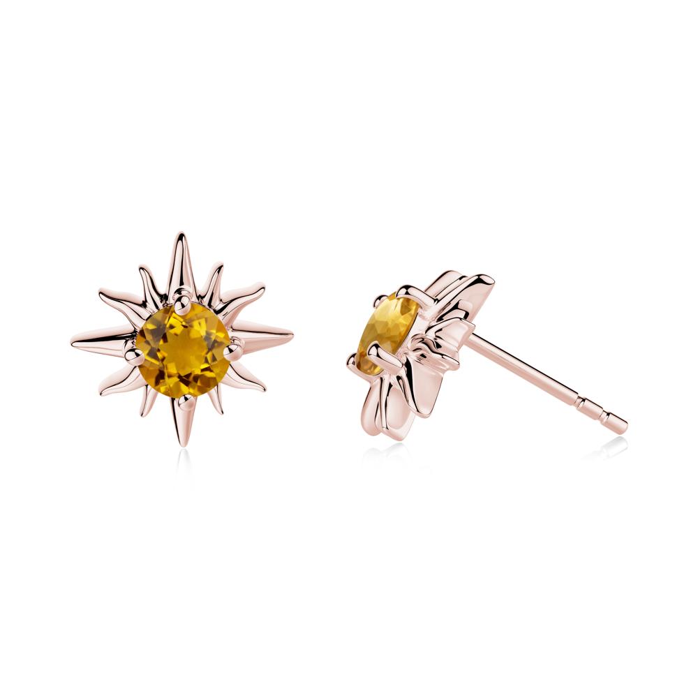 Celestial Sun Citrine Stud Earrings - LUO Jewelry #metal_18k rose gold