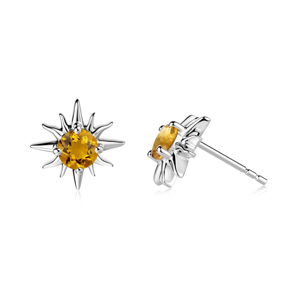 Celestial Sun Citrine Stud Earrings - LUO Jewelry #metal_18k white gold