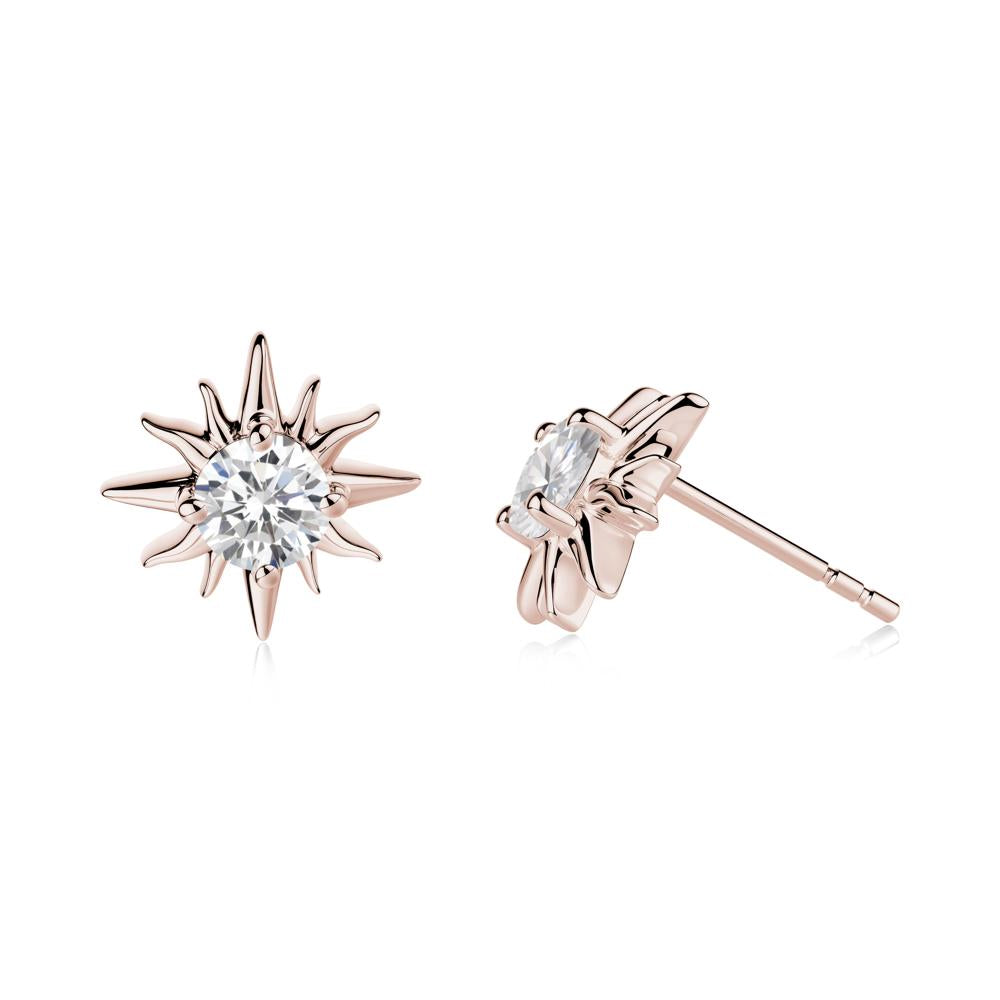 Celestial Sun Cubic Zirconia Stud Earrings - LUO Jewelry #metal_14k rose gold
