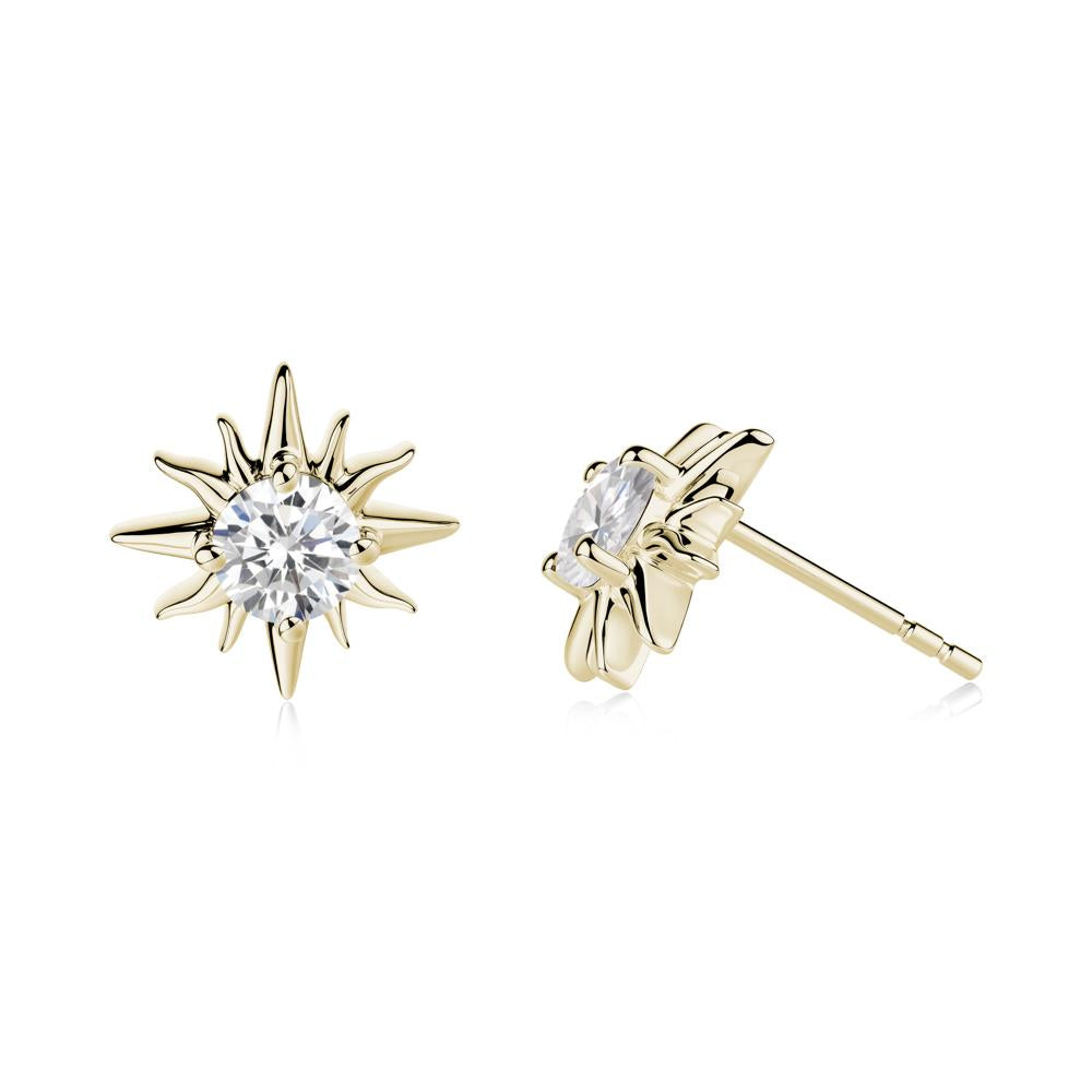 Celestial Sun Cubic Zirconia Stud Earrings - LUO Jewelry #metal_14k yellow gold