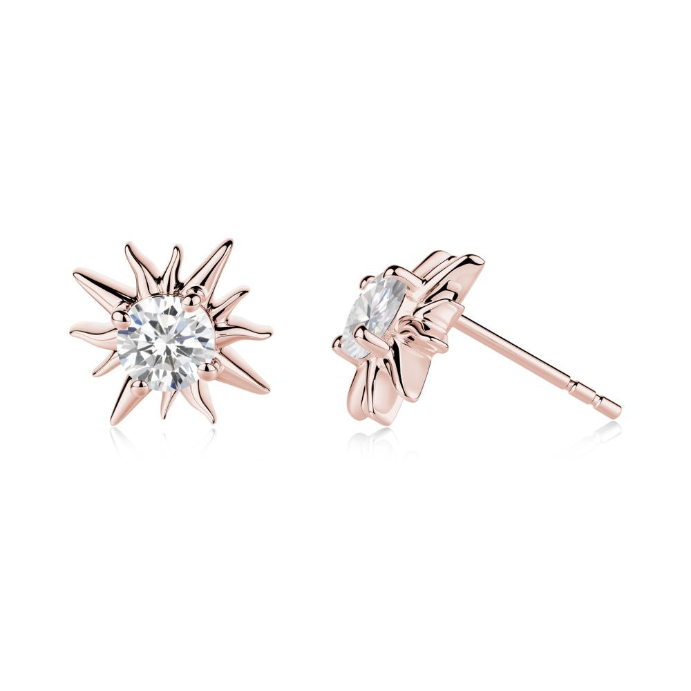 Celestial Sun Cubic Zirconia Stud Earrings - LUO Jewelry #metal_18k rose gold