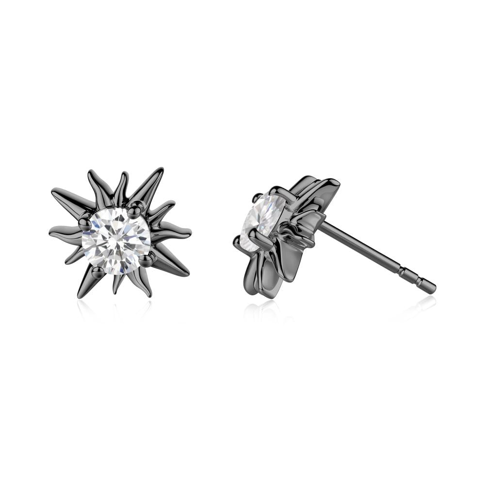 Celestial Sun Cubic Zirconia Stud Earrings - LUO Jewelry #metal_black finish sterling silver