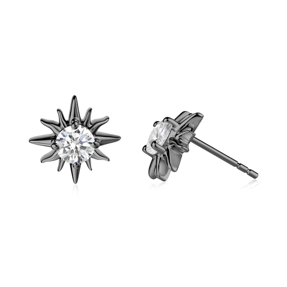 Celestial Sun Cubic Zirconia Stud Earrings - LUO Jewelry #metal_black finish sterling silver