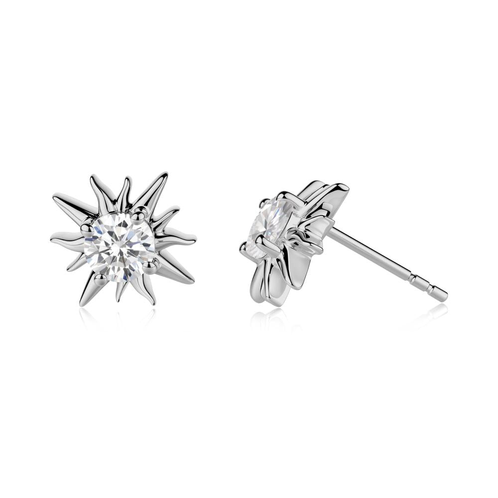 Celestial Sun Cubic Zirconia Stud Earrings - LUO Jewelry #metal_platinum