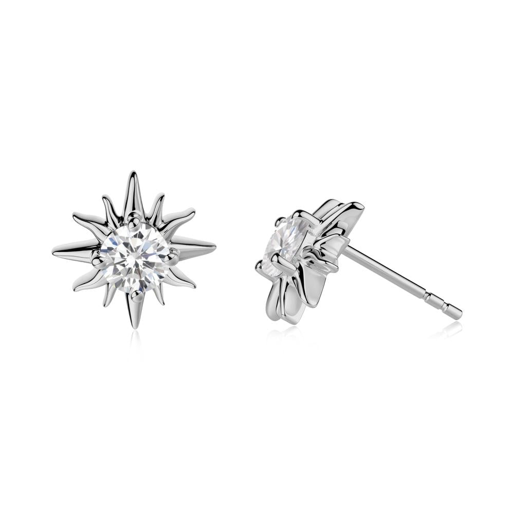 Celestial Sun Cubic Zirconia Stud Earrings - LUO Jewelry #metal_platinum