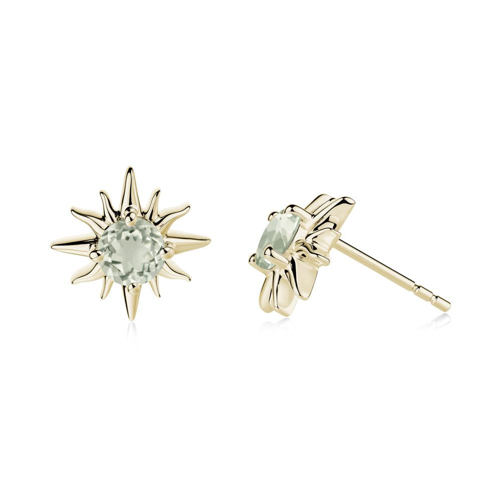Celestial Sun Green Amethyst Stud Earrings - LUO Jewelry #metal_14k yellow gold