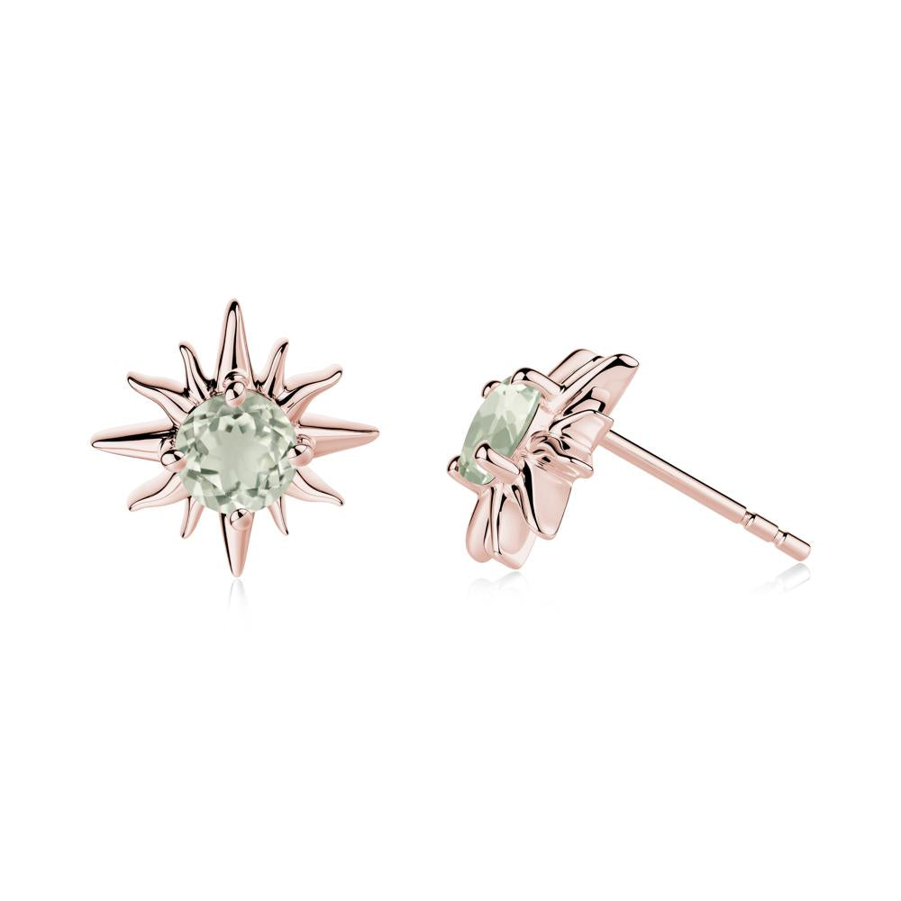 Celestial Sun Green Amethyst Stud Earrings - LUO Jewelry #metal_18k rose gold