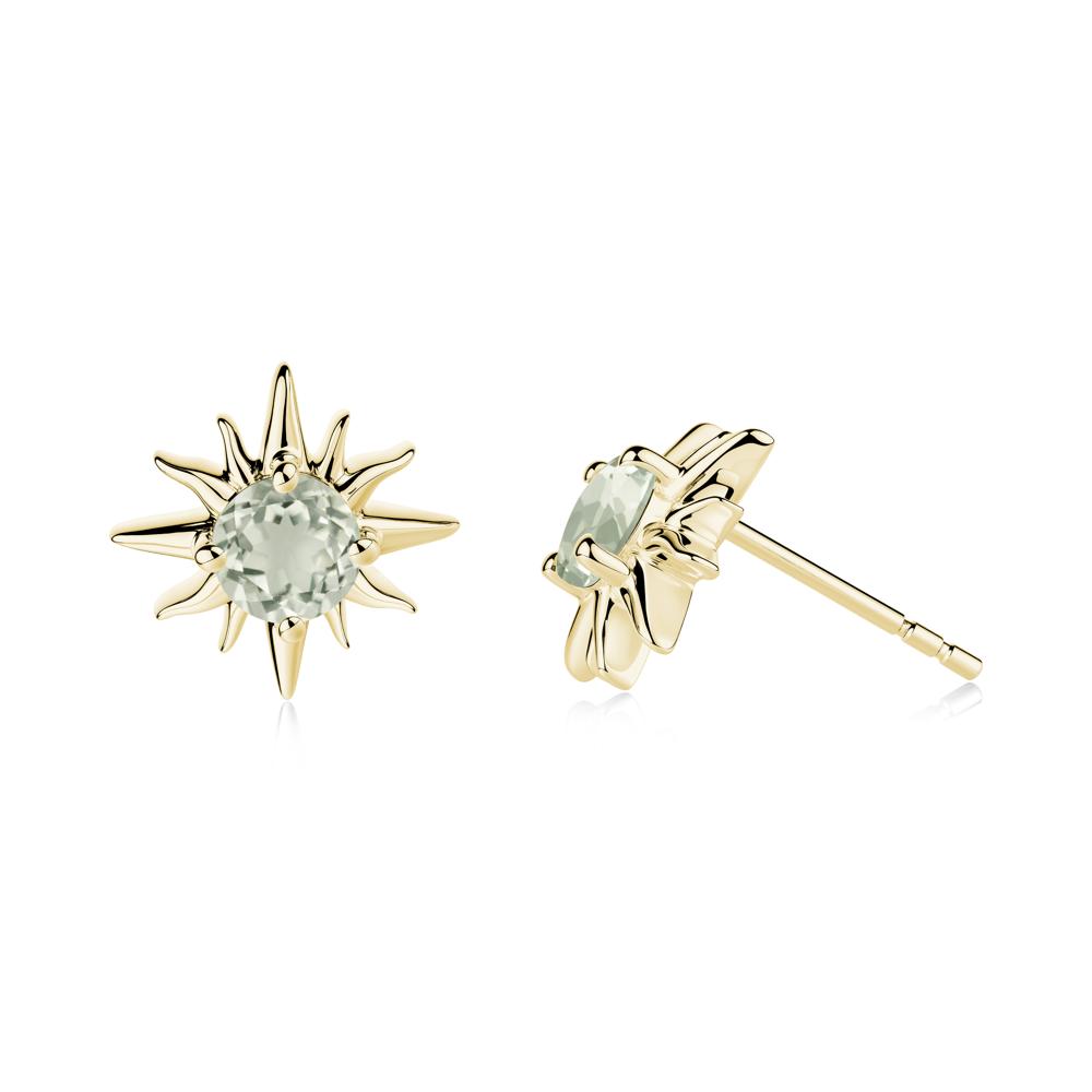Celestial Sun Green Amethyst Stud Earrings - LUO Jewelry #metal_18k yellow gold
