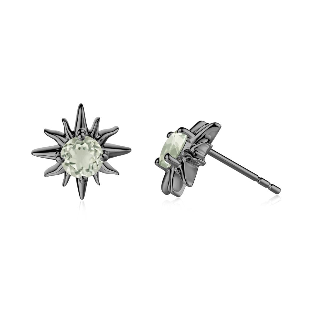 Celestial Sun Green Amethyst Stud Earrings - LUO Jewelry #metal_black finish sterling silver