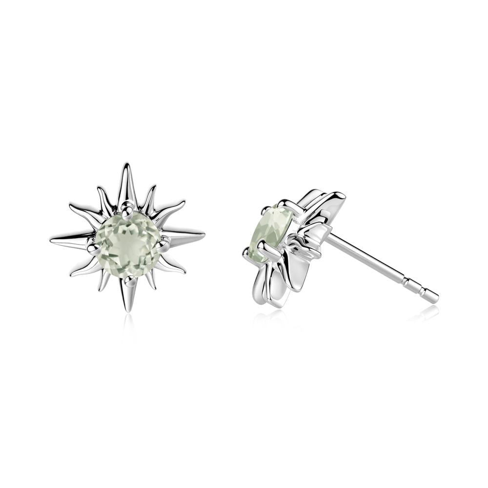 Celestial Sun Green Amethyst Stud Earrings - LUO Jewelry #metal_sterling silver