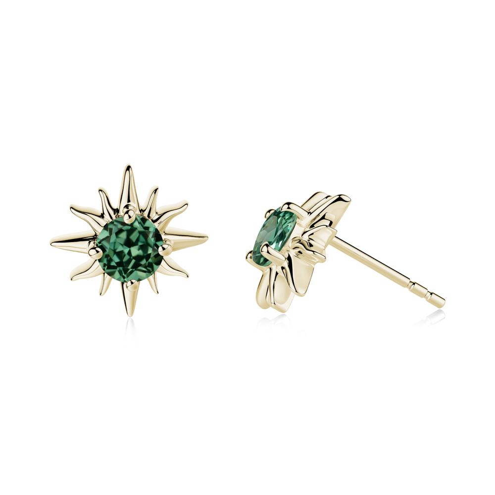 Celestial Sun Green Sapphire Stud Earrings - LUO Jewelry #metal_14k yellow gold