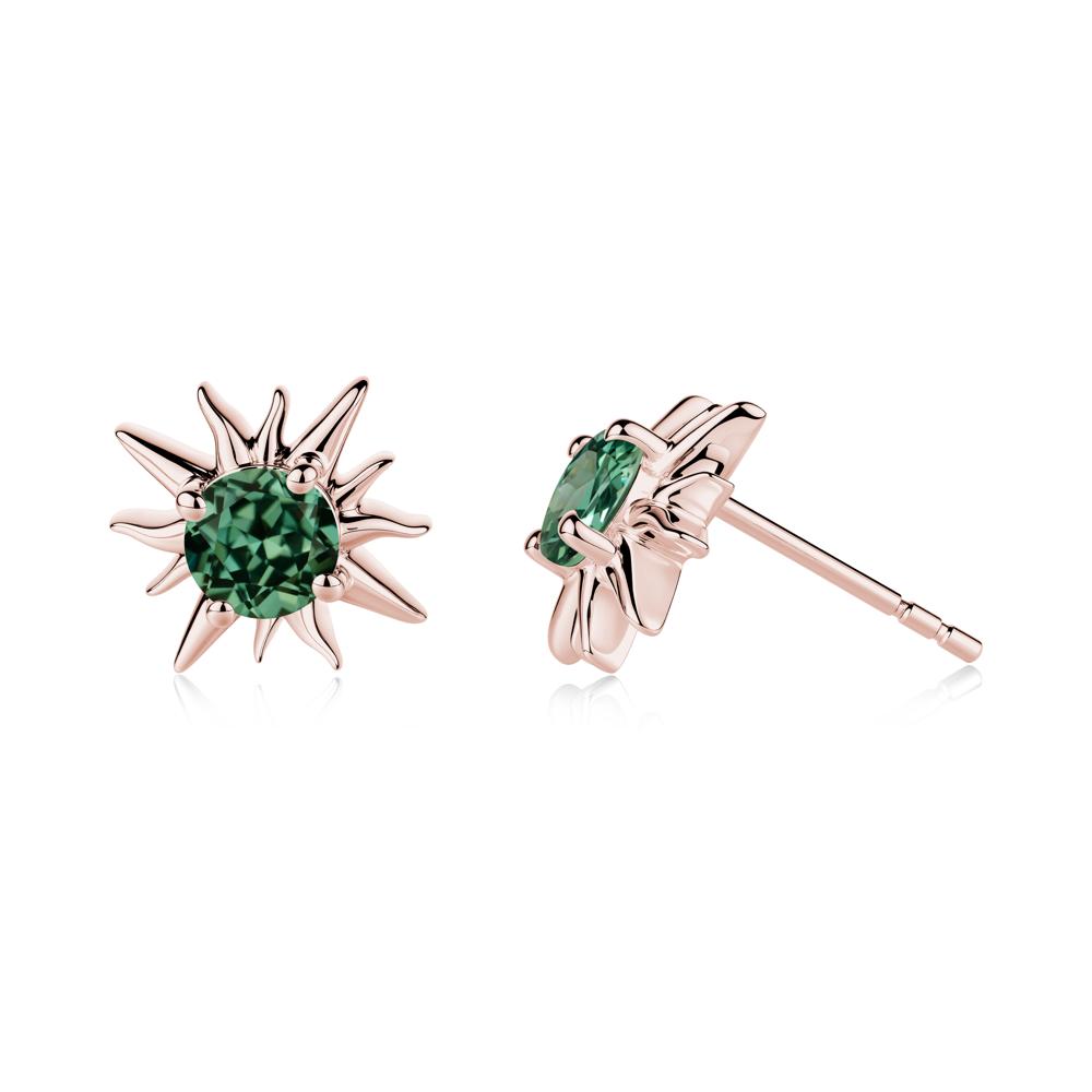 Celestial Sun Green Sapphire Stud Earrings - LUO Jewelry #metal_18k rose gold