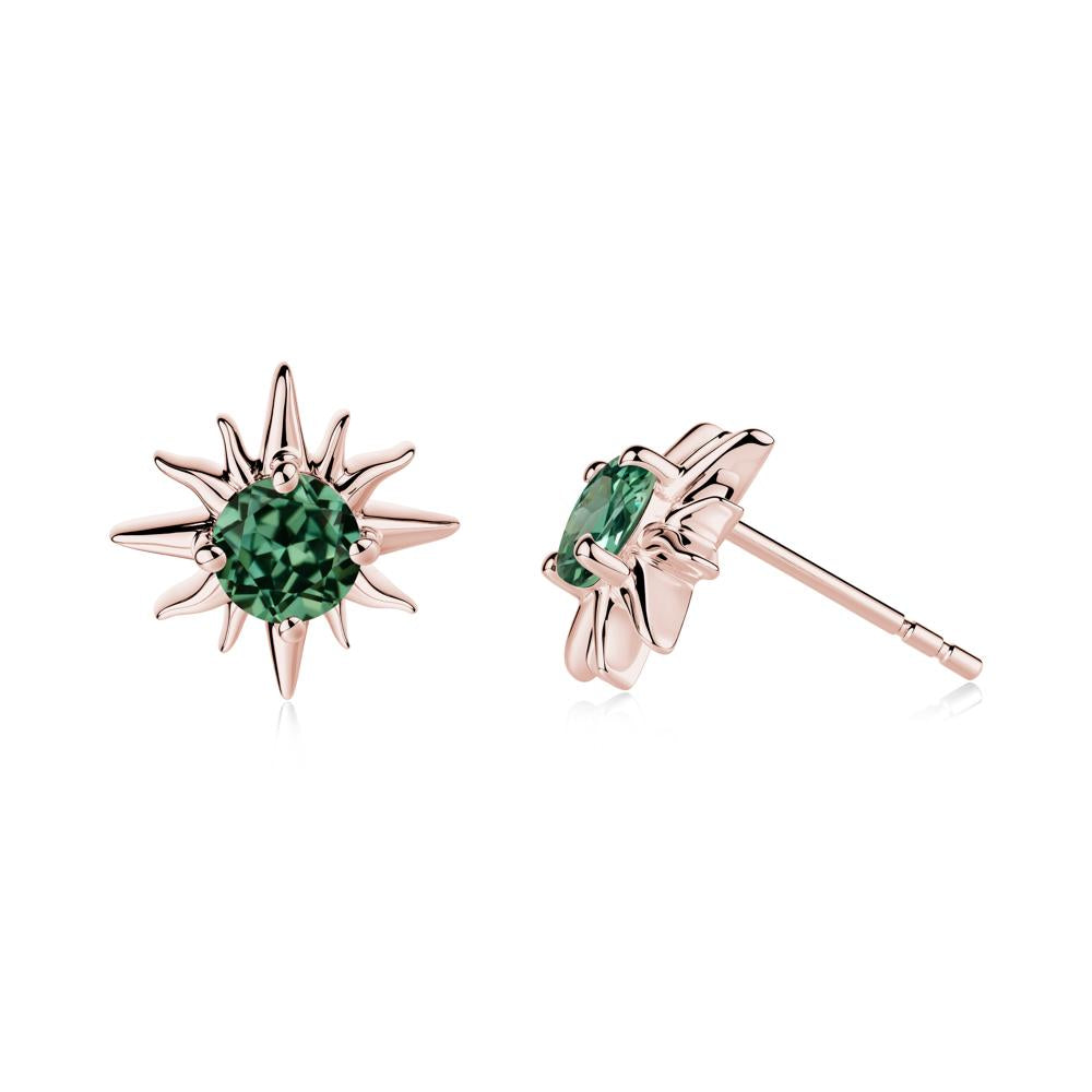 Celestial Sun Green Sapphire Stud Earrings - LUO Jewelry #metal_18k rose gold