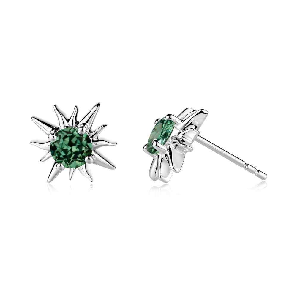 Celestial Sun Green Sapphire Stud Earrings - LUO Jewelry #metal_18k white gold