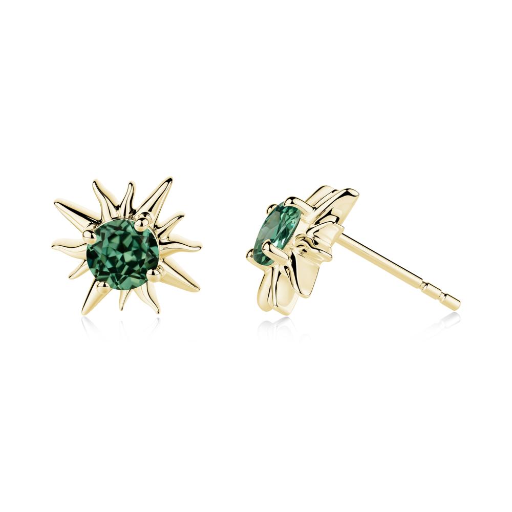 Celestial Sun Green Sapphire Stud Earrings - LUO Jewelry #metal_18k yellow gold