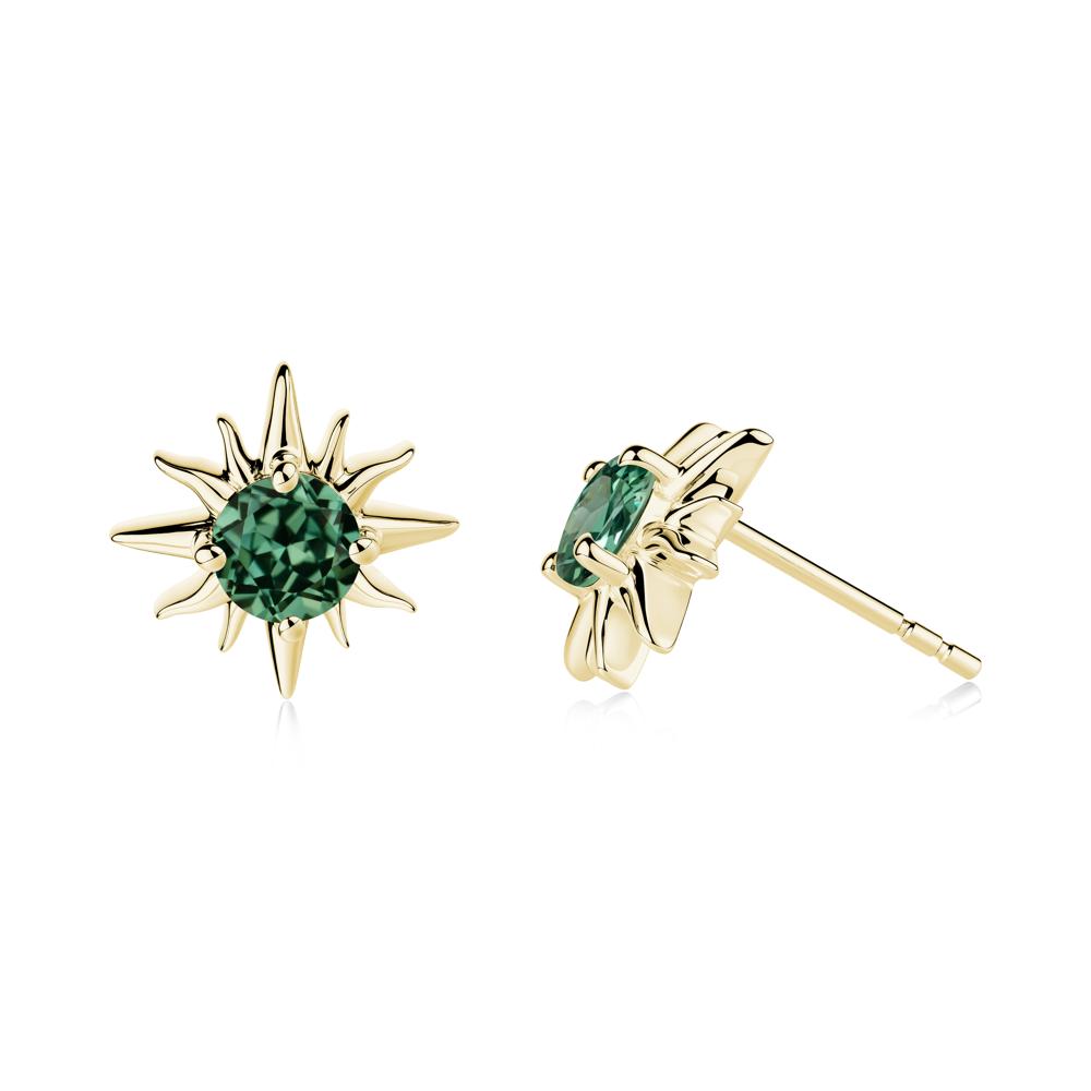 Celestial Sun Green Sapphire Stud Earrings - LUO Jewelry #metal_18k yellow gold