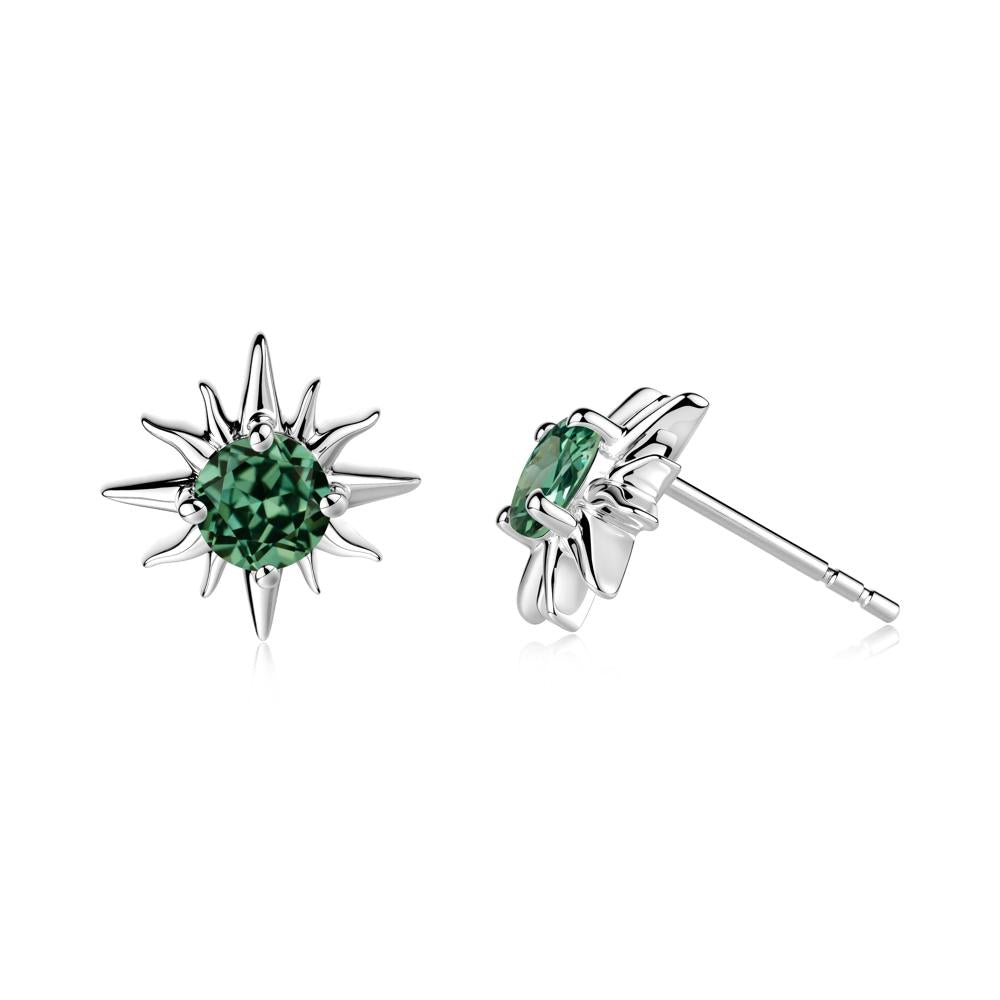 Celestial Sun Green Sapphire Stud Earrings - LUO Jewelry #metal_sterling silver