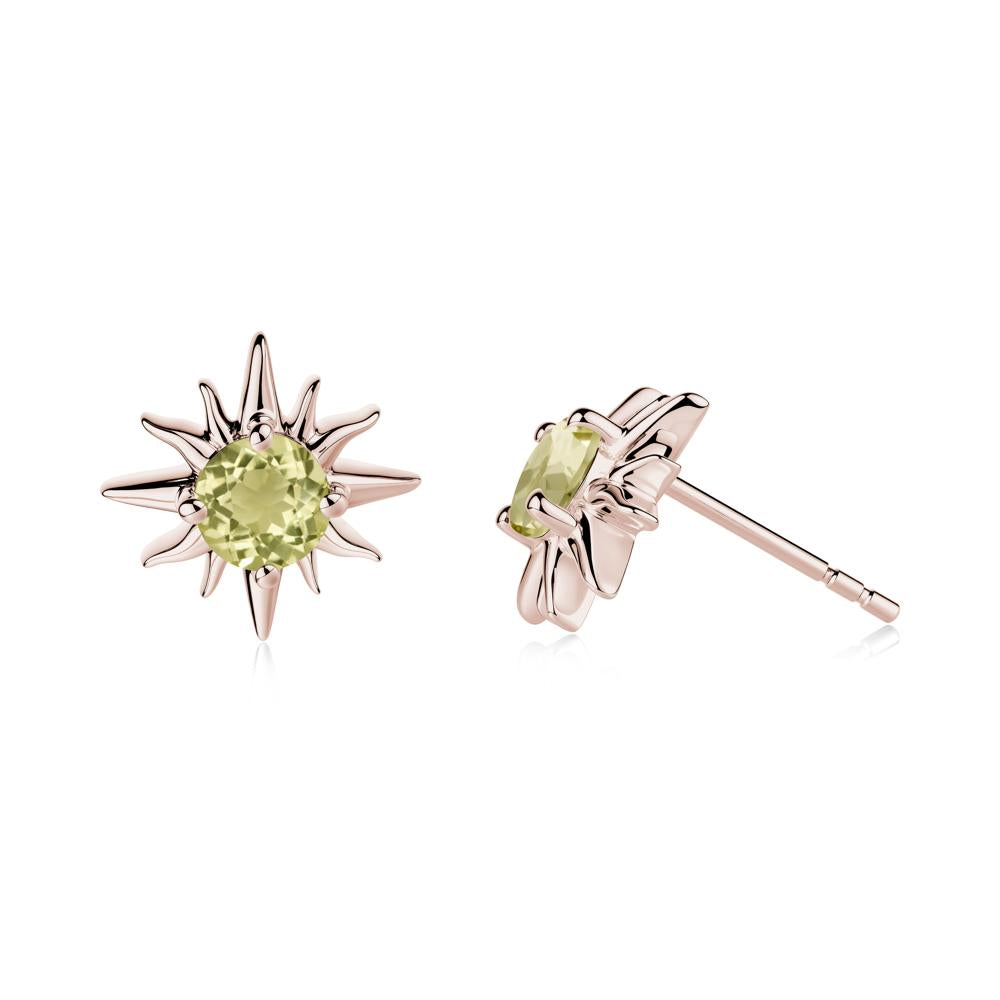 Celestial Sun Lemon Quartz Stud Earrings - LUO Jewelry #metal_14k rose gold