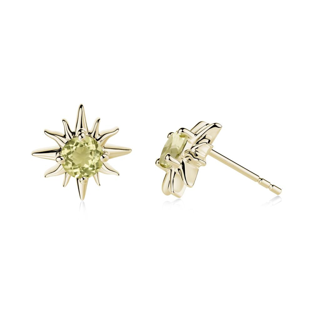 Celestial Sun Lemon Quartz Stud Earrings - LUO Jewelry #metal_14k yellow gold