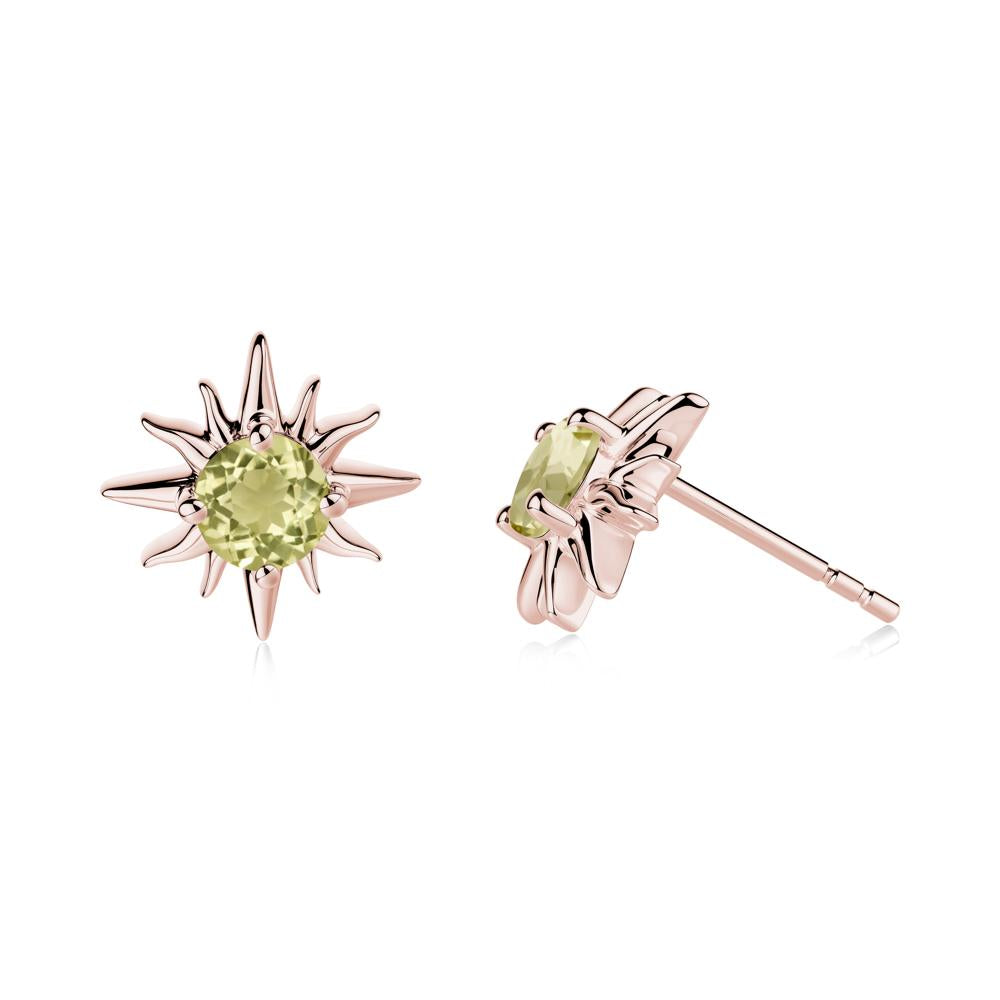 Celestial Sun Lemon Quartz Stud Earrings - LUO Jewelry #metal_18k rose gold