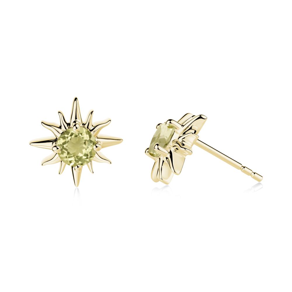Celestial Sun Lemon Quartz Stud Earrings - LUO Jewelry #metal_18k yellow gold