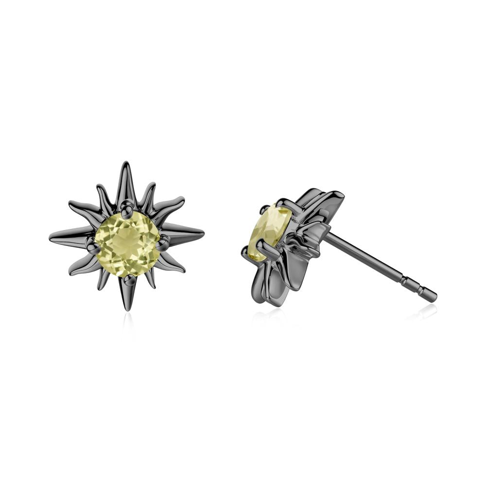 Celestial Sun Lemon Quartz Stud Earrings - LUO Jewelry #metal_black finish sterling silver
