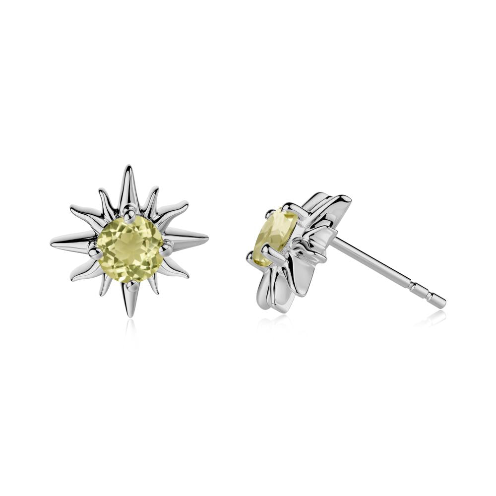 Celestial Sun Lemon Quartz Stud Earrings - LUO Jewelry #metal_platinum