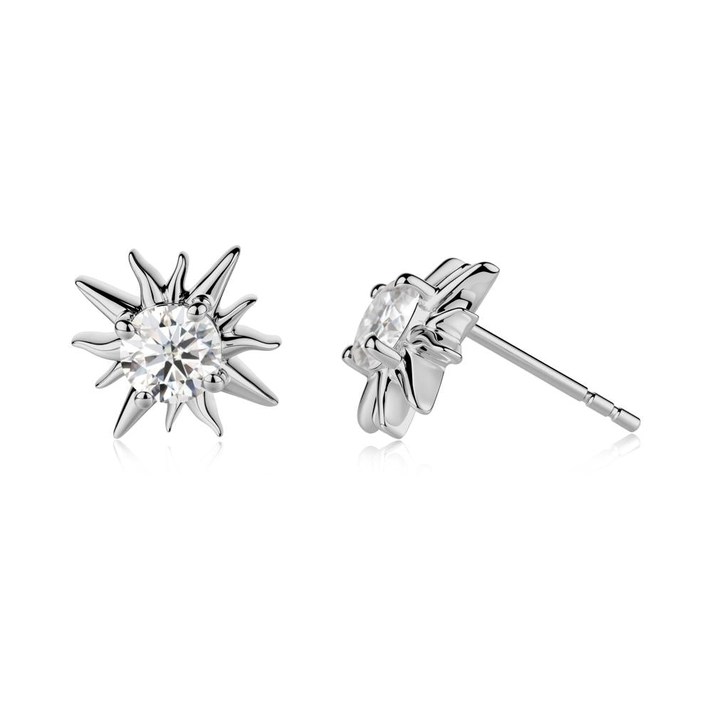 Round Moissanite Sun Stud Earrings - LUO Jewelry #metal_platinum